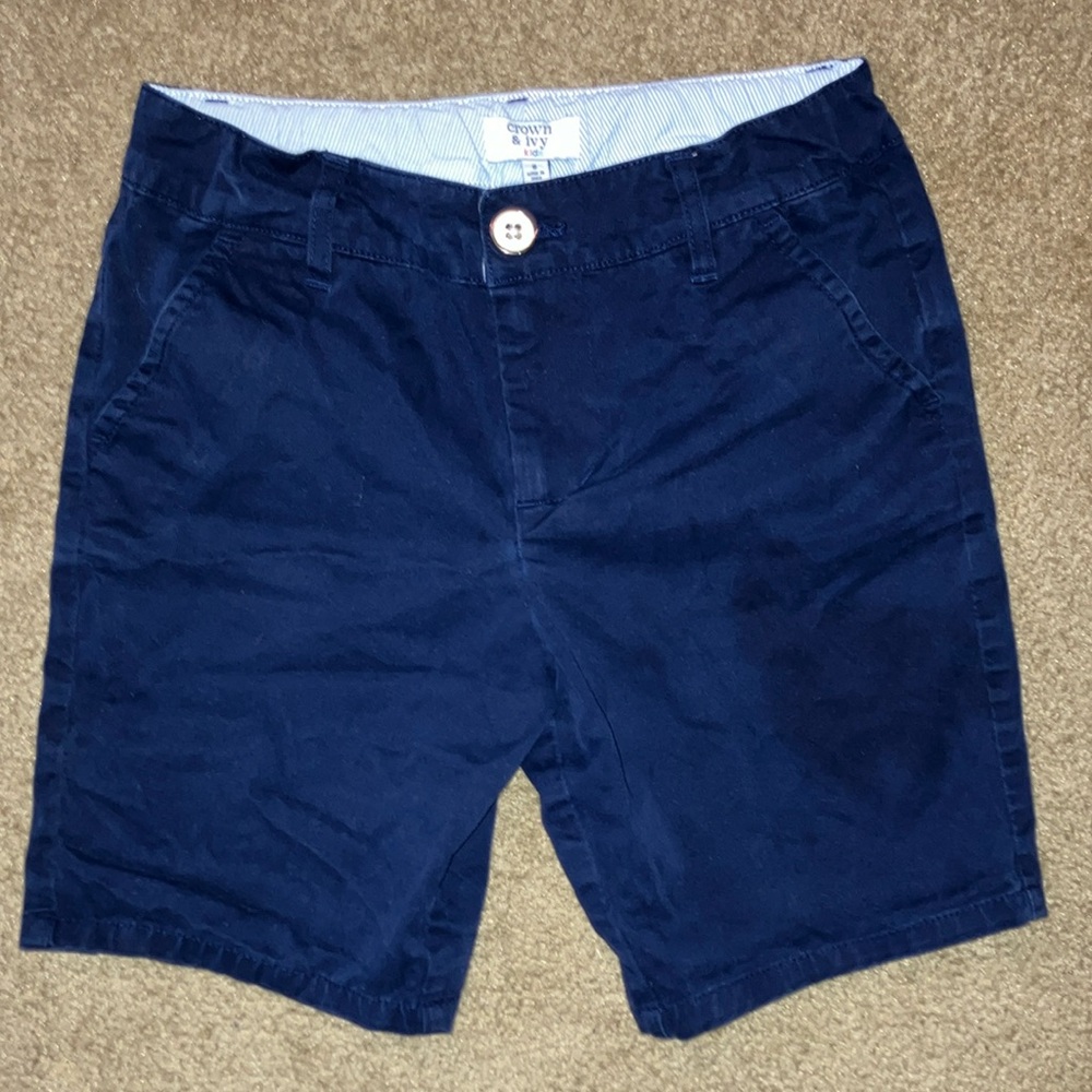 Crown and ivy kids navy blue uniform shorts little girl size 8